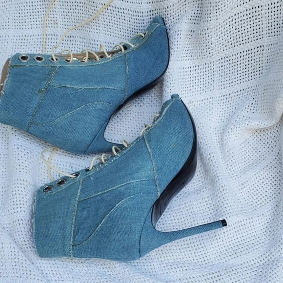 Barbara Bui Denim Stiletto Booties 39/9.5 - Picture 5 of 13